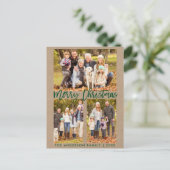 Kraft Brush Script Family 3 Foto Frohe Weihnachten Postkarte (Stehend Vorderseite)