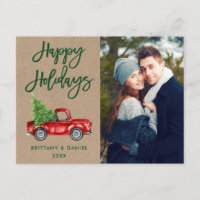 Kraft Brush Script Truck Couple Foto Holidays