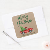 Kraft Brush Script Truck Weihnachten Quadratischer Aufkleber (Umschlag)