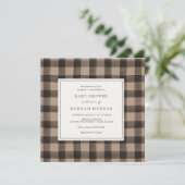 Kraft Buffalo Kariert Baby Dusche Einladung (Stehend Vorderseite)