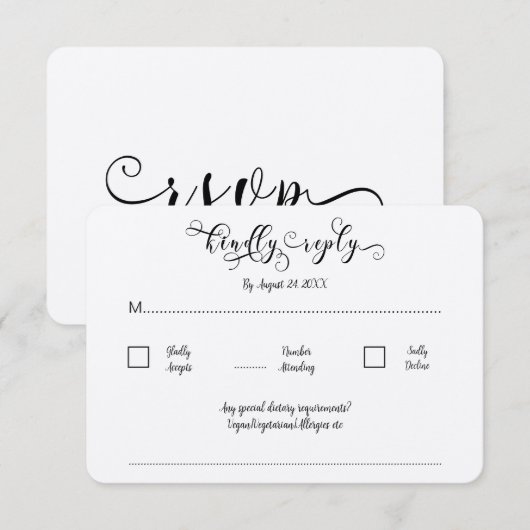 Kraft Calligrapy Script Traditional Wedding RSVP Begleitkarte (Vorne/Hinten)