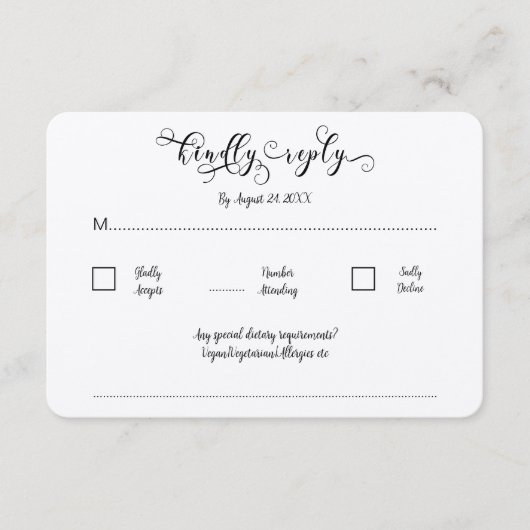Kraft Calligrapy Script Traditional Wedding RSVP Begleitkarte (Vorderseite)