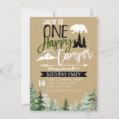 Kraft Camper 1. Geburtstag Camping Party Einladung (Vorderseite)
