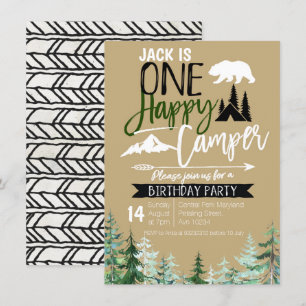Kraft Camper 1. Geburtstag Camping Party Einladung