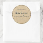 Kraft Chic Script Thank You For Shopping Runder Aufkleber (Tasche)