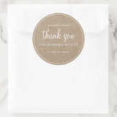 Kraft Chic Script Thank You For Shopping Runder Aufkleber (Tasche)