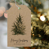 Kraft Christmas Green Tree | Frohe Weihnachten Geschenkanhänger