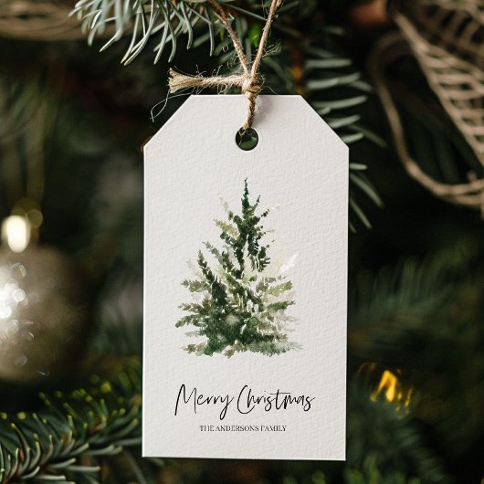 Kraft Christmas Green Tree | Frohe Weihnachten Geschenkanhänger