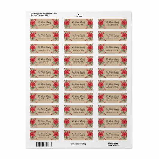 Kraft Christmas Poinsettia Holly Berry Label (Vorne)