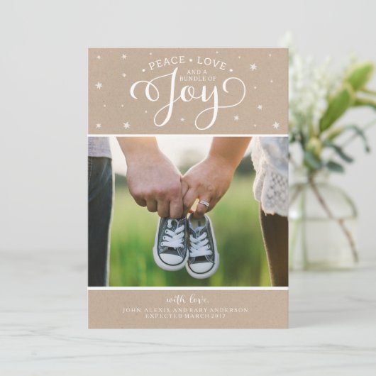 Kraft Christmas Pregnancy Announccard Ankündigung (Stehend Vorderseite)