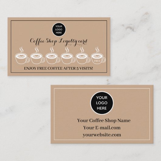 Kraft Coffee Shop Logo Business Rewards Punch Treuekarte (Vorne/Hinten)