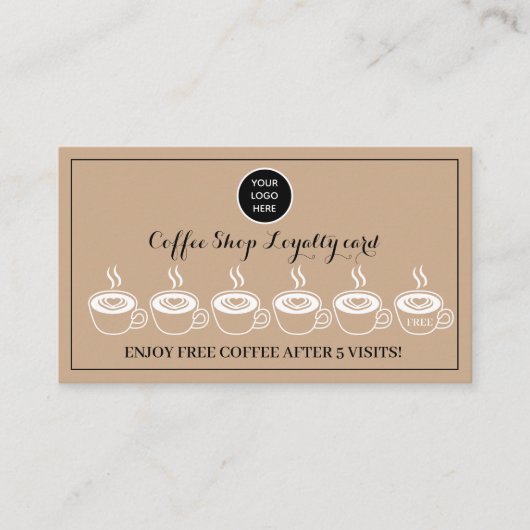 Kraft Coffee Shop Logo Business Rewards Punch Treuekarte (Vorderseite)