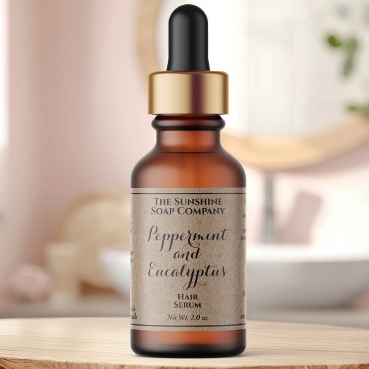 Kraft curly text cosmetics dropper bottle label adressaufkleber