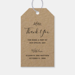 Kraft danke. Rustikale Hochzeit. Einfache Geschenk Geschenkanhänger