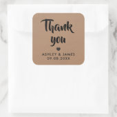 Kraft danke Stickers, Hochzeit danke, Kraft Quadratischer Aufkleber (Tasche)
