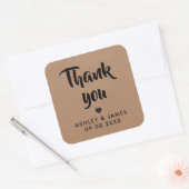 Kraft danke Stickers, Hochzeit danke, Kraft Quadratischer Aufkleber (Umschlag)