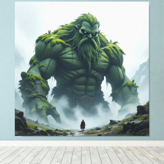 „Kraft der Erde – Der uralte Steingigant“ Leinwanddruck (Insitu (Holzboden))