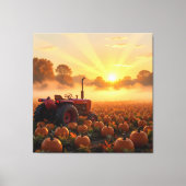 Kraft der Ernte – Traktor im Kürbisland Leinwanddruck (Vorderseite)