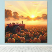 Kraft der Ernte – Traktor im Kürbisland Leinwanddruck (Insitu (Holzboden))