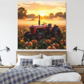 Kraft der Ernte – Traktor im Kürbisland Leinwanddruck (Insitu (Schlafzimmer))