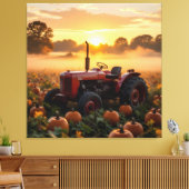 Kraft der Ernte – Traktor im Kürbisland Leinwanddruck (Insitu (Wohnzimmer))