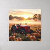 Kraft der Ernte – Traktor im Kürbisland Leinwanddruck (Vorderseite)