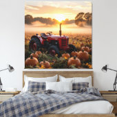 Kraft der Ernte – Traktor im Kürbisland Leinwanddruck (Insitu (Schlafzimmer))