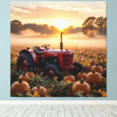Kraft der Ernte – Traktor im Kürbisland Leinwanddruck (Insitu (Holzboden))