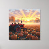 Kraft der Ernte – Traktor im Kürbisland Leinwanddruck (Vorderseite)