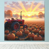 Kraft der Ernte – Traktor im Kürbisland Leinwanddruck (Insitu (Holzboden))