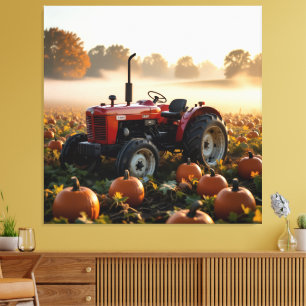 Kraft der Ernte – Traktor im Kürbisland Leinwanddruck
