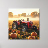 Kraft der Ernte – Traktor im Kürbisland Leinwanddruck (Vorderseite)