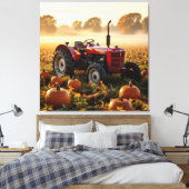 Kraft der Ernte – Traktor im Kürbisland Leinwanddruck (Insitu (Schlafzimmer))