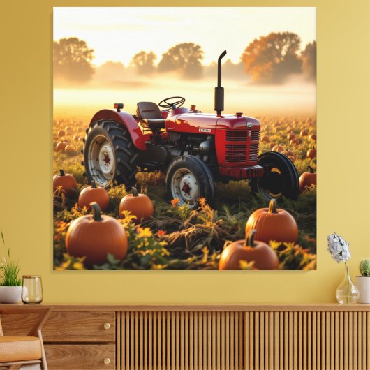 Kraft der Ernte – Traktor im Kürbisland Leinwanddruck (Insitu (Wohnzimmer))