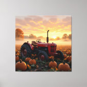 Kraft der Ernte – Traktor im Kürbisland Leinwanddruck (Vorderseite)