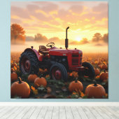 Kraft der Ernte – Traktor im Kürbisland Leinwanddruck (Insitu (Holzboden))