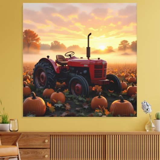 Kraft der Ernte – Traktor im Kürbisland Leinwanddruck (Insitu (Wohnzimmer))