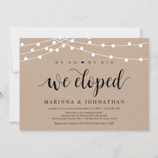 Kraft der String-Lights, Schwarzer Schriftart, Hoc Einladung (Vorderseite)