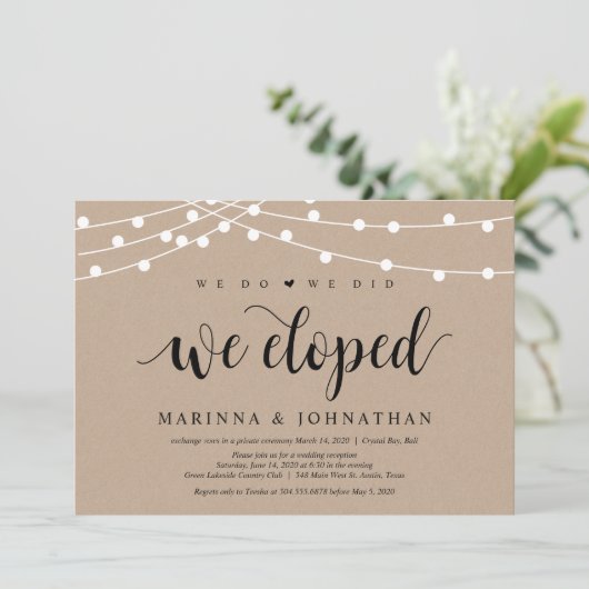 Kraft der String-Lights, Schwarzer Schriftart, Hoc Einladung (Stehend Vorderseite)