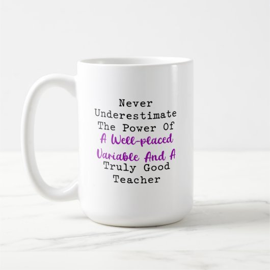 Kraft der variablen guten Lehrermathmatikweisheit Kaffeetasse (Links)