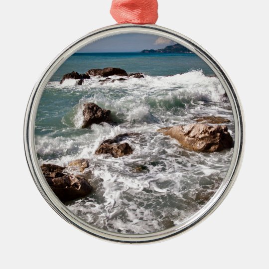 Kraft des Meeres - Insel Sizilien Rundes Silberfarbenes Ornament