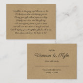 Kraft Display Brautparty Insert Card + Tag (Vorne/Hinten)