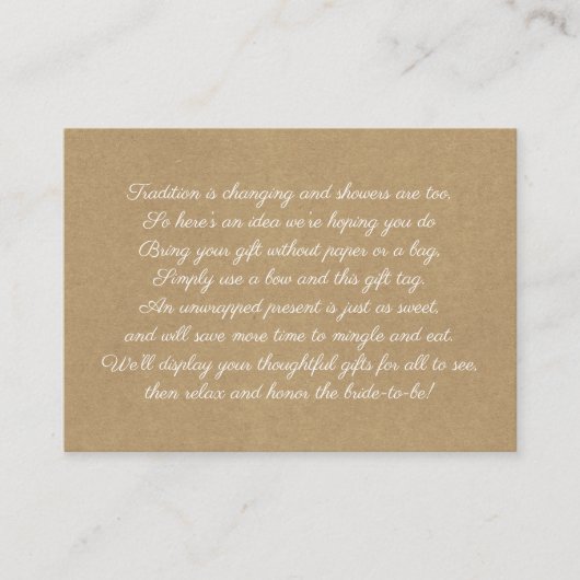 Kraft Display Brautparty Insert Card + Tag (Vorderseite)