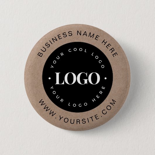 Kraft Earthy Custom Logo Text Business Corporate Button (Vorderseite)