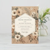 Kraft Earthy Rustic Wedding Einladung (Stehend Vorderseite)