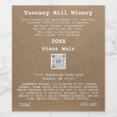 Kraft Effect Modern QR Code-LOGO Weinetikett (Einzelnes Label)