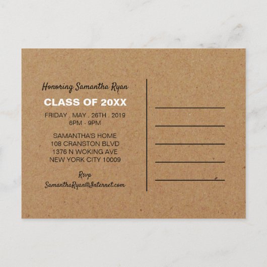 Kraft-Effekt, Grad-Kappe, Graduationspartei einlad Einladungspostkarte (Rückseite)