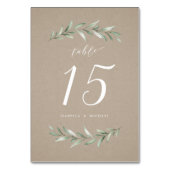 Kraft einfache kalligraphische Hochzeit rustikaler Tischnummer (Rückseite)