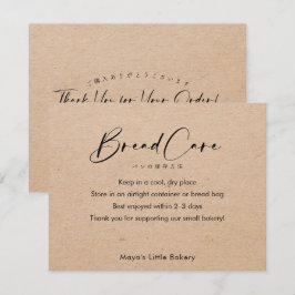Kraft Elegant Schrift Brotpflegehinweise Dankeskarte