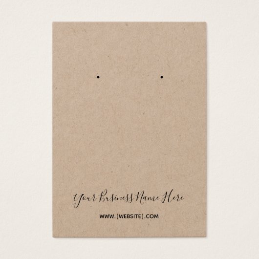 Kraft Elegante Script Custom Earring Card (Vorderseite)
